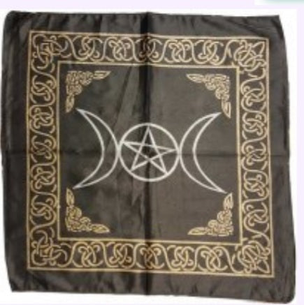 Black Triple Moon Pentagram Altar Cloth