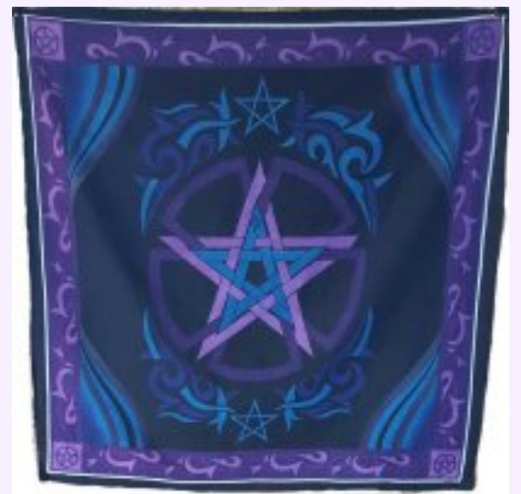Blue and Purple Pentagram Altar Cloth