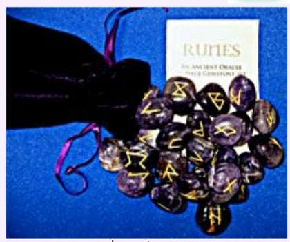 Amethyst Rune Stones with Pouch