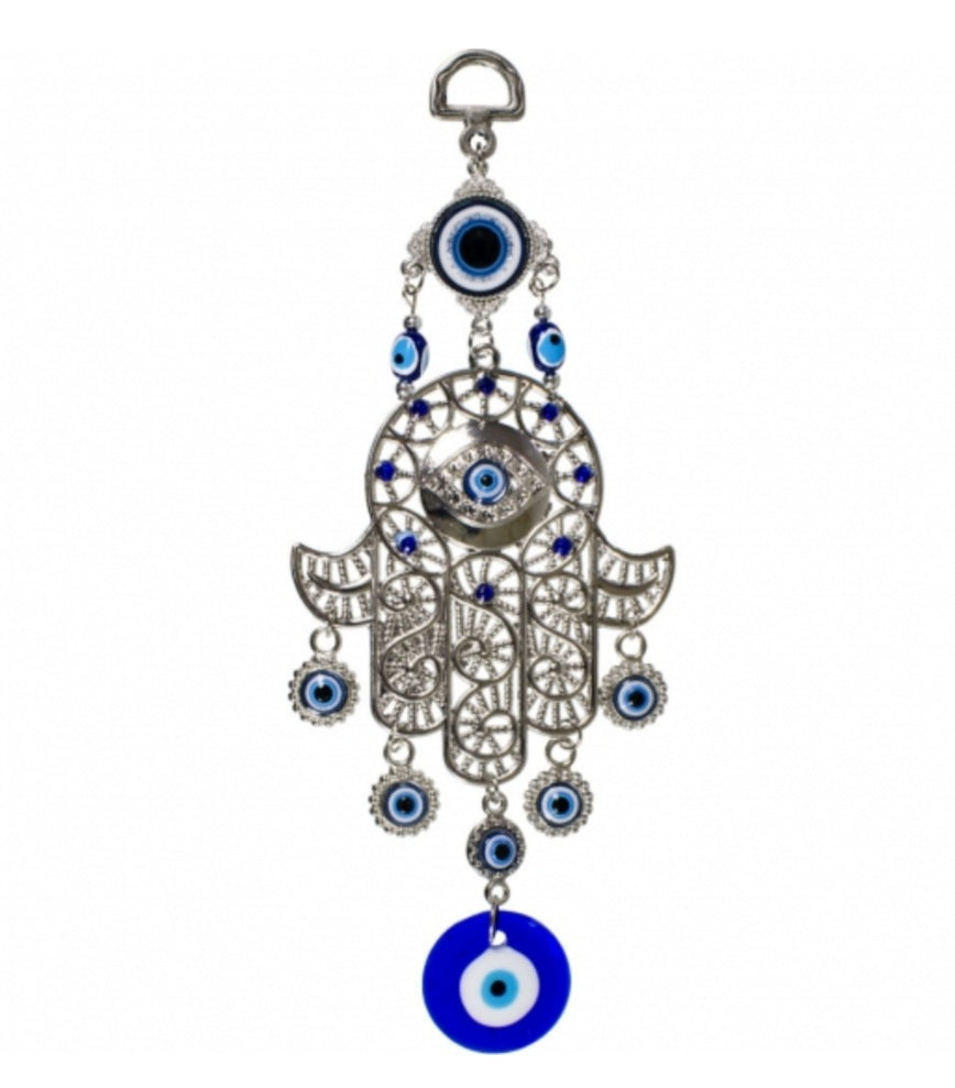 Glass Evil Eye Filigree Fatima Hand Talisman