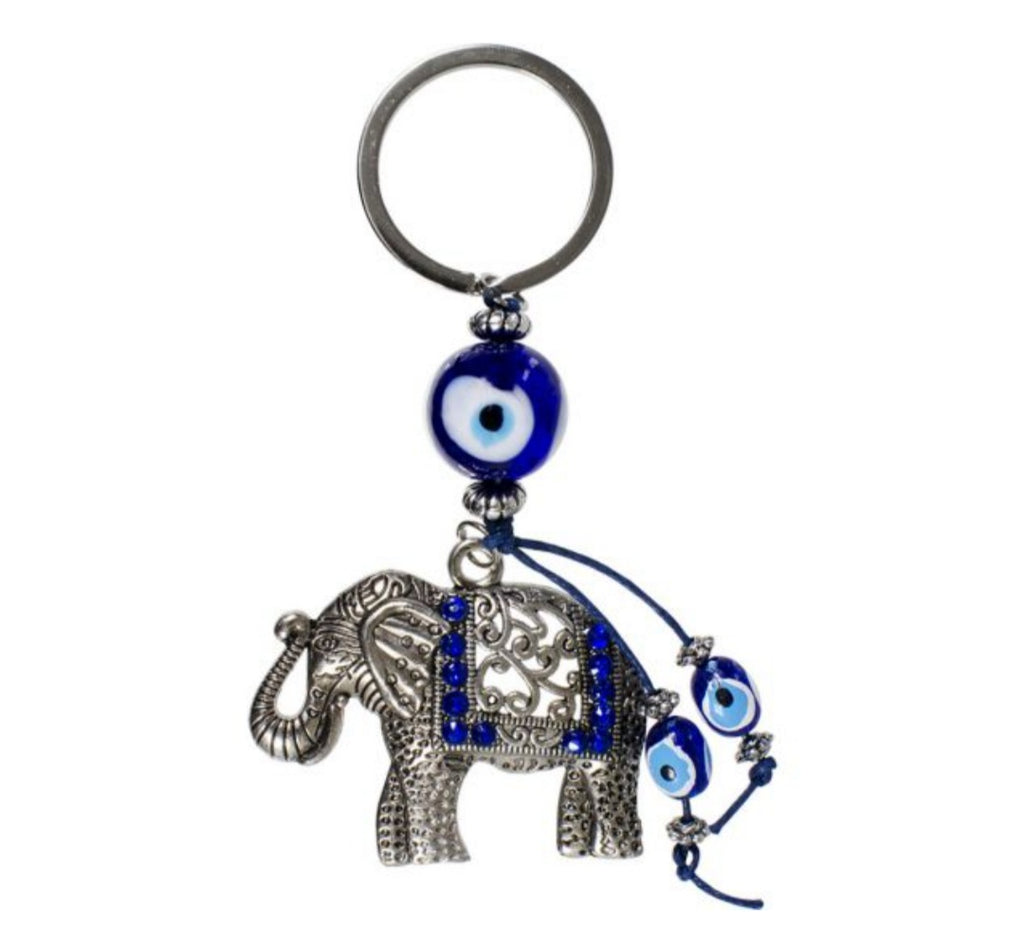Evil Eye Elephant w/Gems key ring