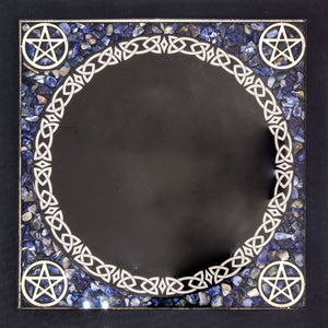 Glass Scrying Mirrors Pentacles w/ Sodalite Chips