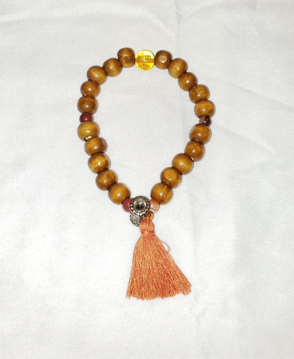 Buddha Wood Citrine Bead bracelet with tassel