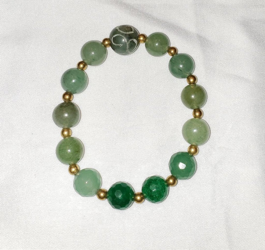 Jade, aventurine, green agate bracelet
