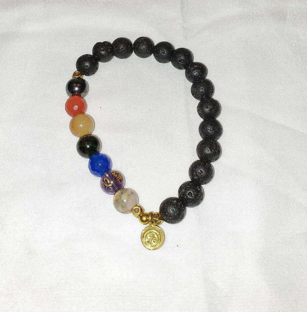 7 Chakra, lava stone bracelet